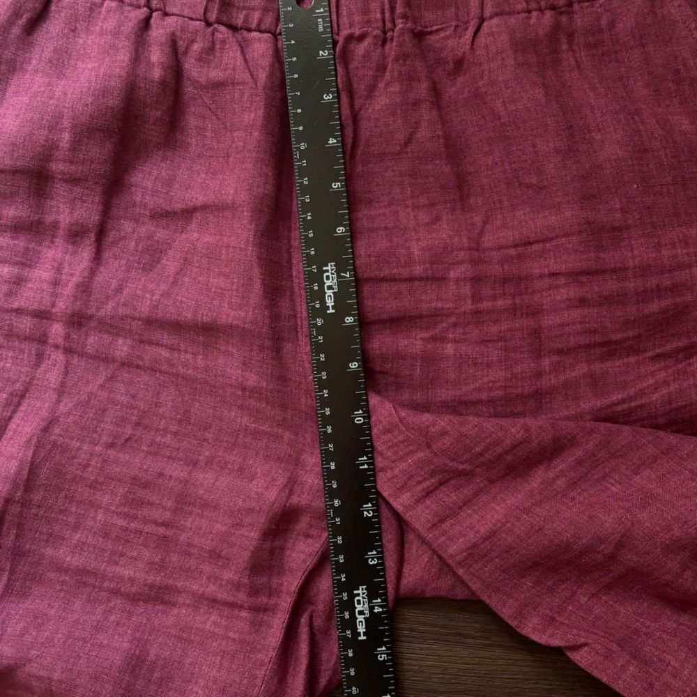 Eileen Fisher Pants Womens Large Pink 100% Organic Linen Wide Leg Crop Elastic L - Picture 8 of 10